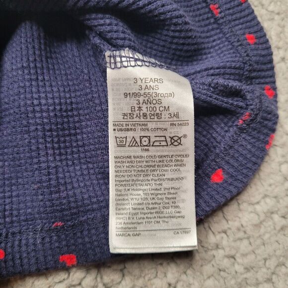 Baby Gap Shirt Girls Toddlers 3 Years Blue Red Hearts Waffle Knit Peplum Ruffles - Picture 4 of 6